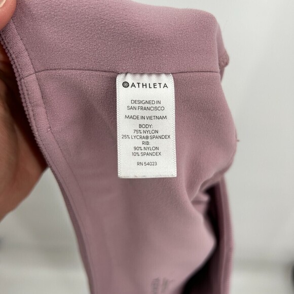 ATHLETA Mauve Pink Purple Barre Ribbed Powervita Tights Leggings Size Medium - Picture 8 of 8